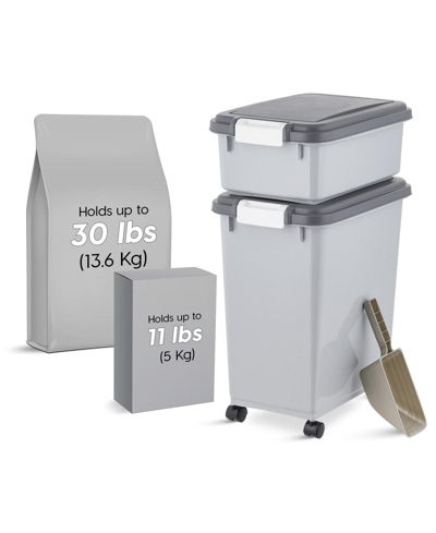 Контейнер для хранения корма IRIS USA WeatherPro Airtight, 41 Lbs/45 Qt, серый