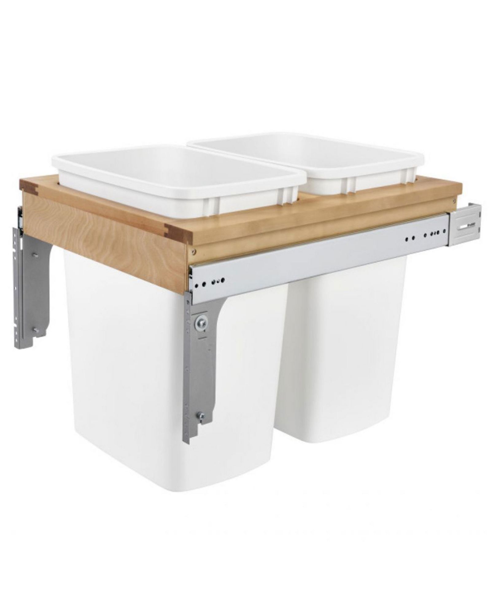 Rev-A-Shelf Double Pullout Top Mount Trash Can 35 qt., White, 4WCTM-21DM2-162