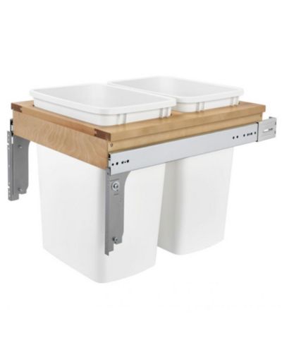 Двойная выдвижная корзина для мусора Rev-A-Shelf, белая, 4WCTM-21DM2-162
