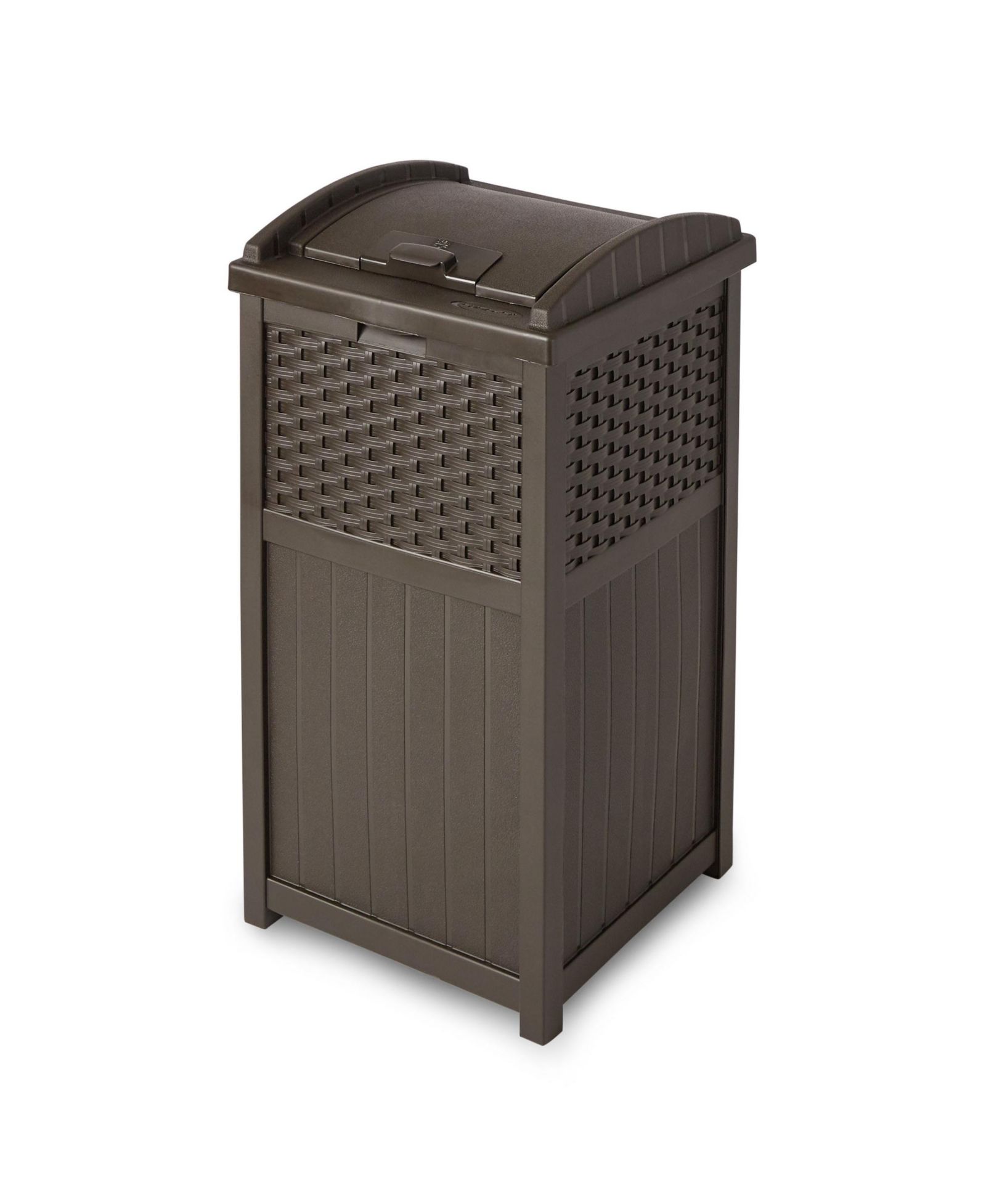 Suncast GHW1732 Trashcan Hideaway Outdoor 33 Gallon Garbage Waste Bin, Brown