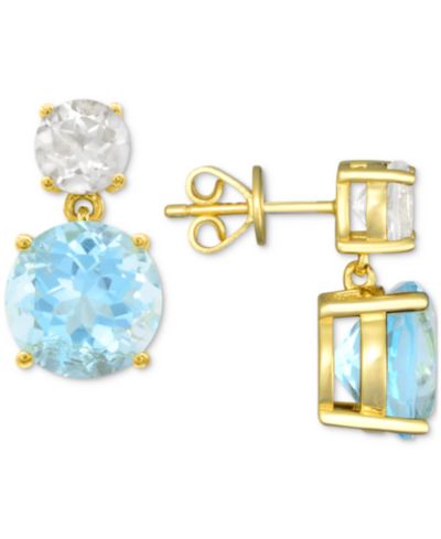 Rose de France 5-5/8 ct. t w. and Amethyst 1-1/3 ct. t.w.Drop Earrings in 14K Gold-Plated Sterling Silver