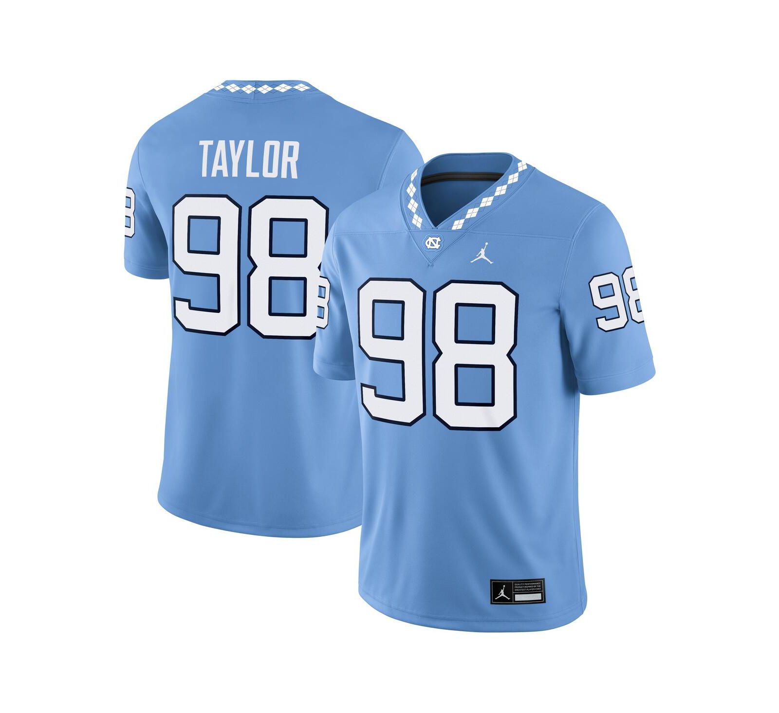 Мужская игровая джерси Jordan Lawrence Taylor Light Blue North Carolina Tar Heels Home Game