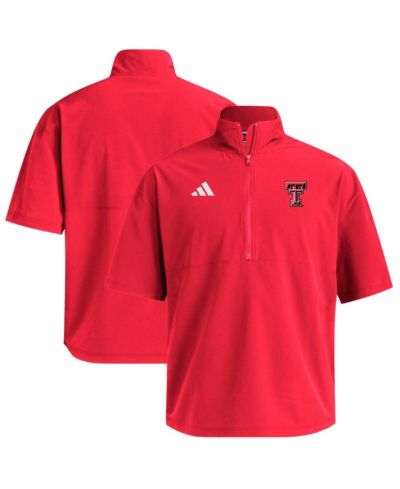 Мужское худи Adidas Texas Tech Red Raiders Woven Quarter-Zip Short Sleeve Pullover, красное