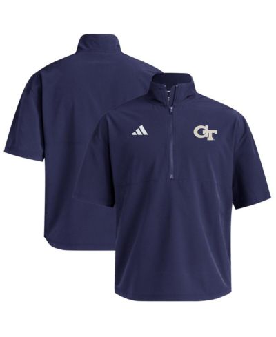 Мужское худи adidas Navy Georgia Tech Yellow Jackets Woven Quarter-Zip Short Sleeve Pullover