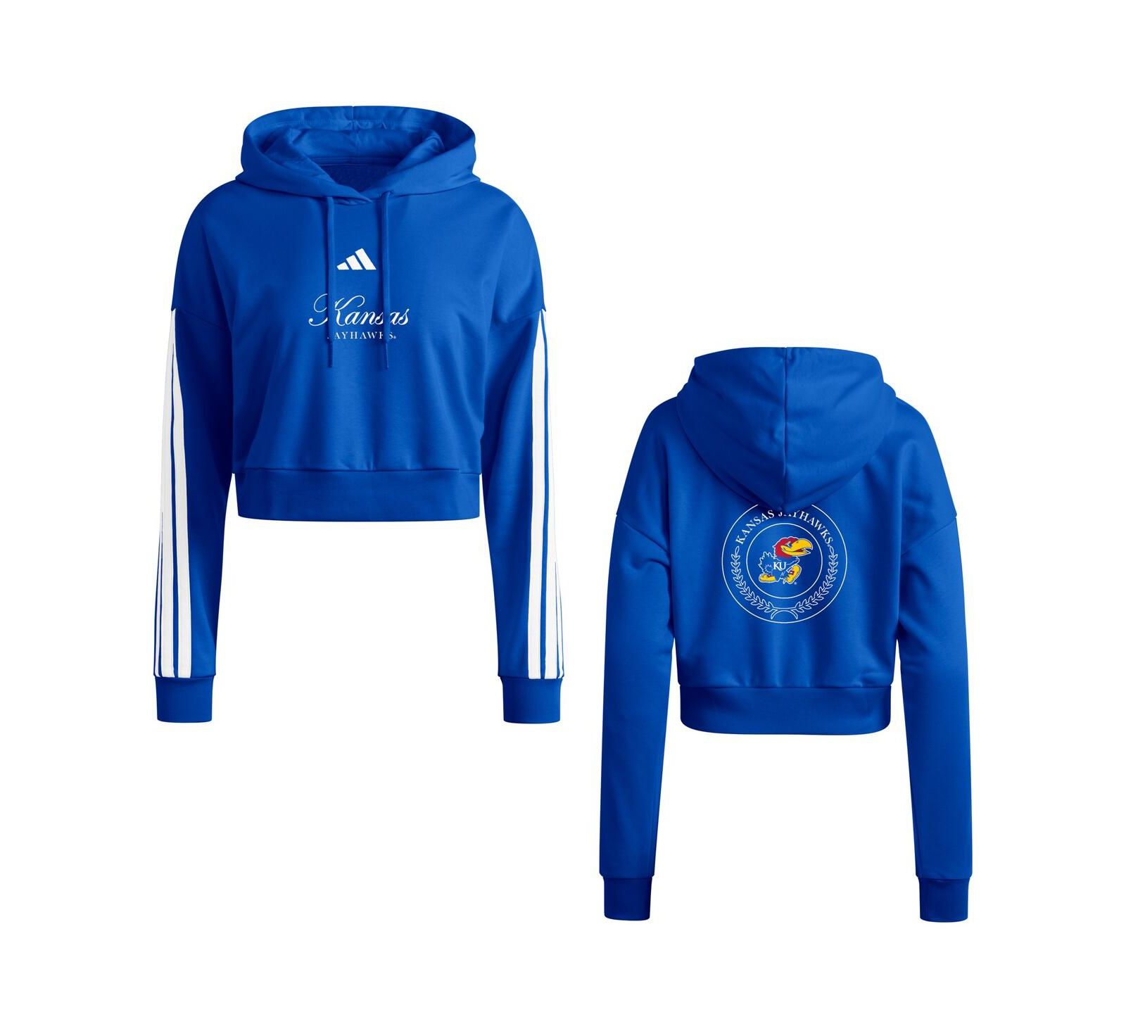 adidas Женское укороченное худи с капюшоном Royal Kansas Jayhawks Campus Queen