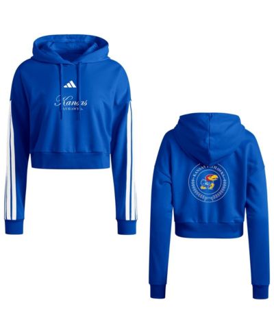 adidas Женское укороченное худи с капюшоном Royal Kansas Jayhawks Campus Queen