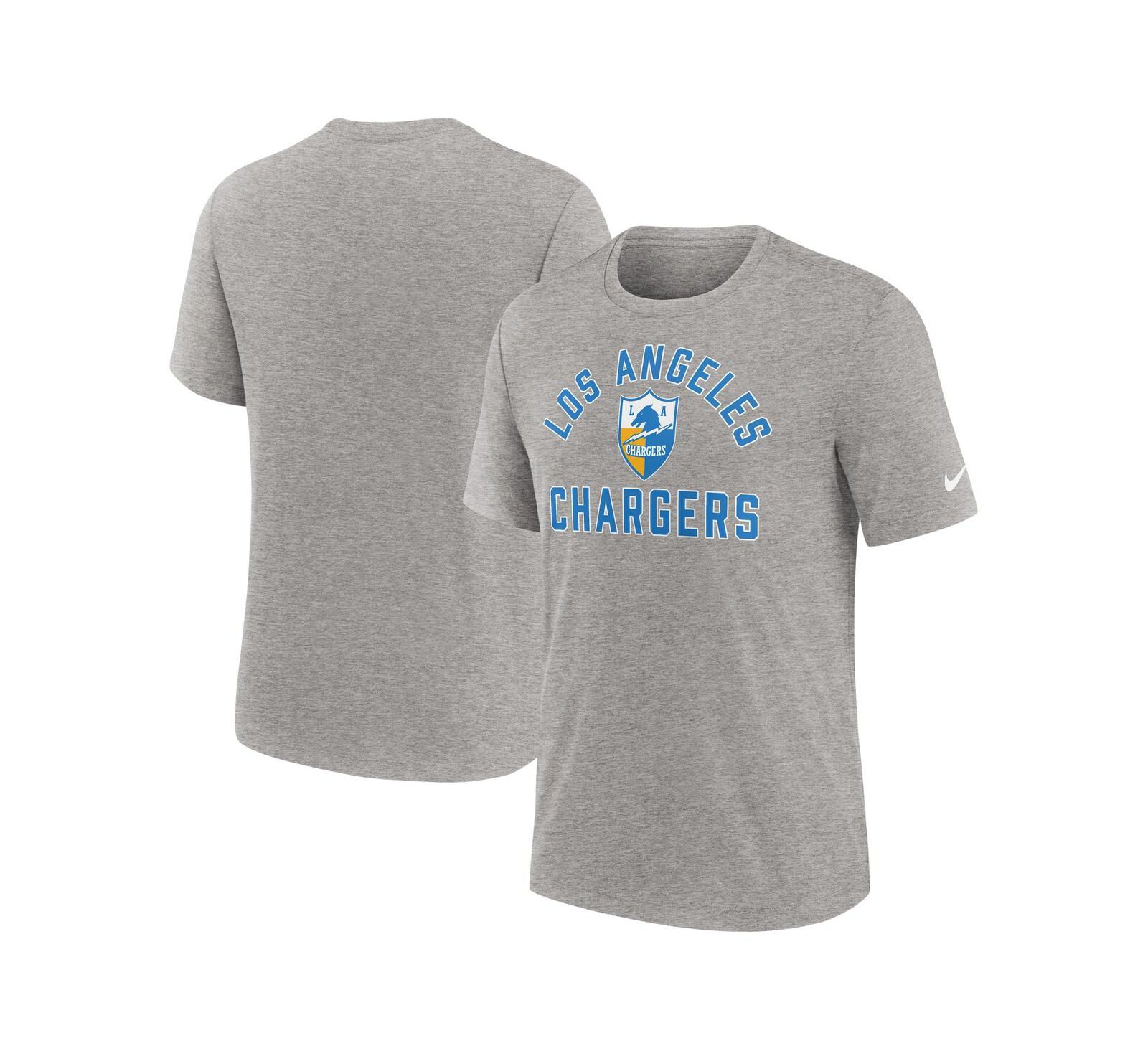 Nike Мужская футболка Tri-Blend Heather Gray Los Angeles Chargers Favorable Timeline