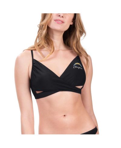 G-III 4Her by Carl Banks Women's Black Los Angeles Chargers Hall of Fame Bikini Top