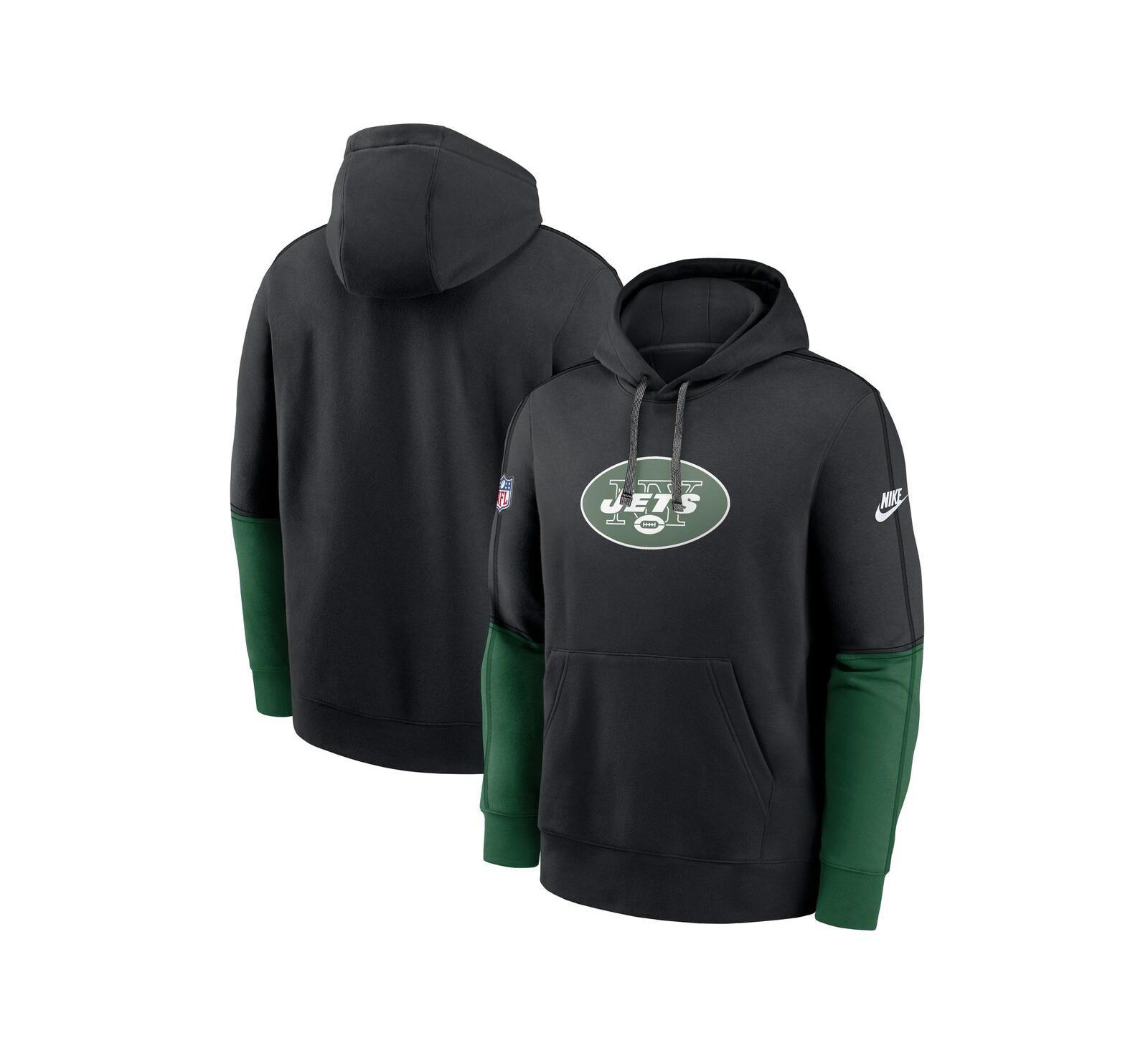 Nike Мужское худи Tri-Blend с логотипом New York Jets Throwback, черное