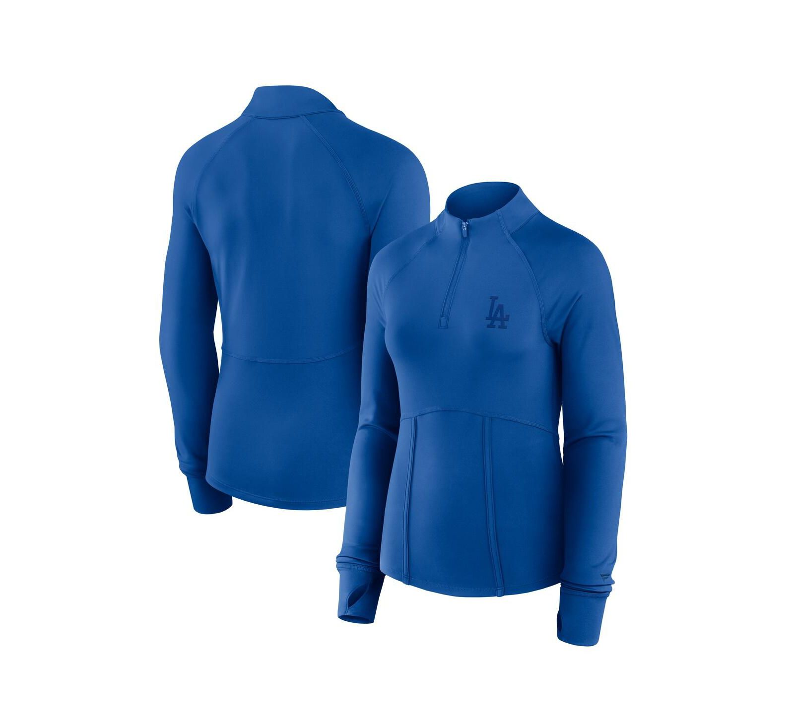 Fanatics Женский раглан-топ Los Angeles Dodgers Elements Tri-Blend с молнией на четверть