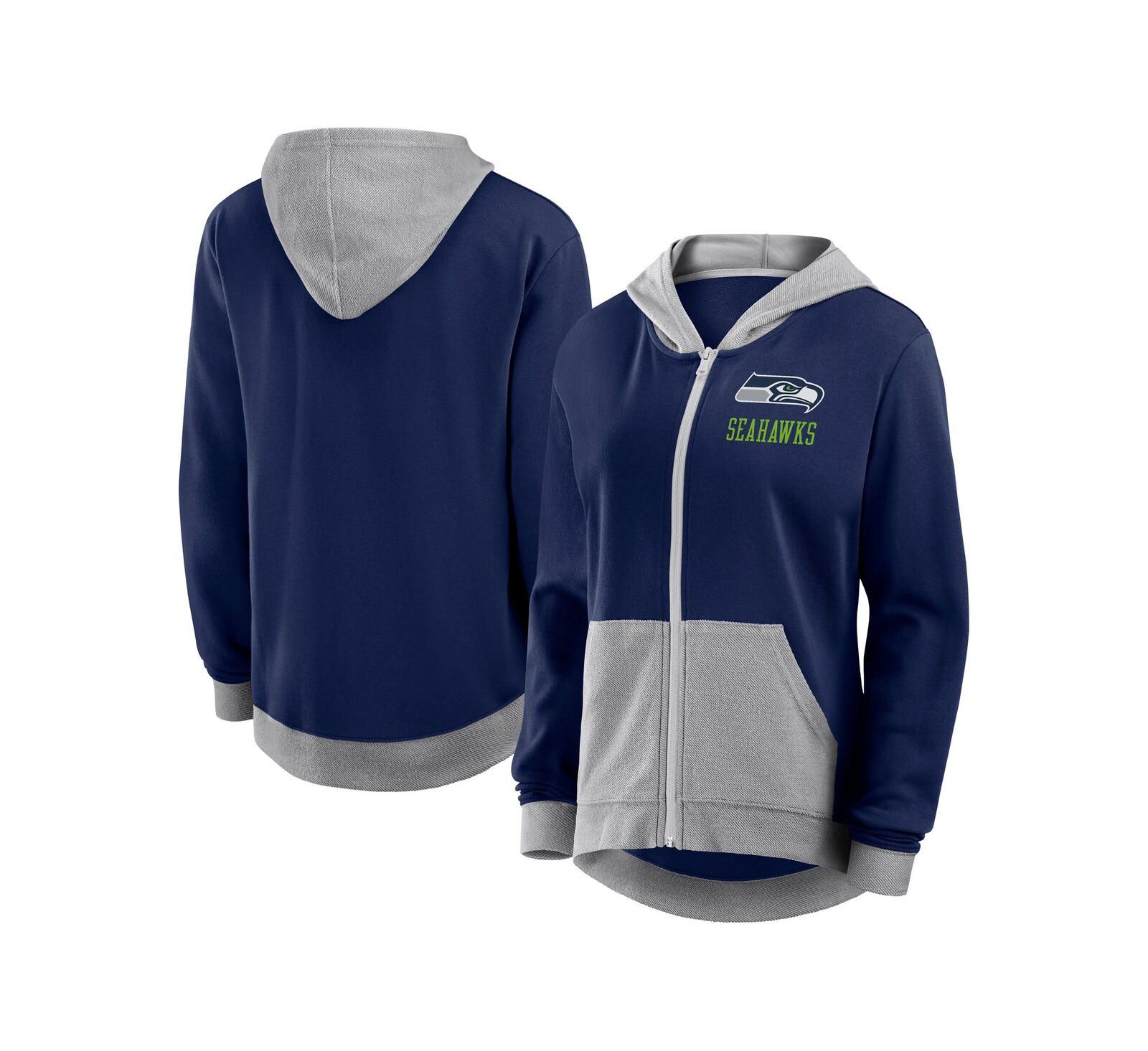 Logo Athletic Women's College Navy Seattle Seahawks Hit It French Terry Full-Zip Hoodie