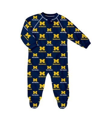 Outerstuff Baby Boys and Girls Navy Michigan Wolverines All-Over Print Raglan Full-Zip Coverall