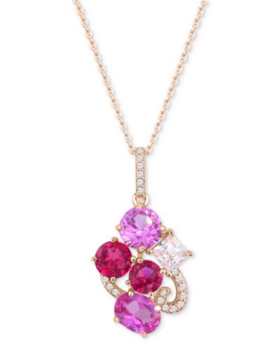 Подвеска Multi-Gemstone 4-1/2 ct. t.w. Statement в 14K Gold-Plated Sterling Silver