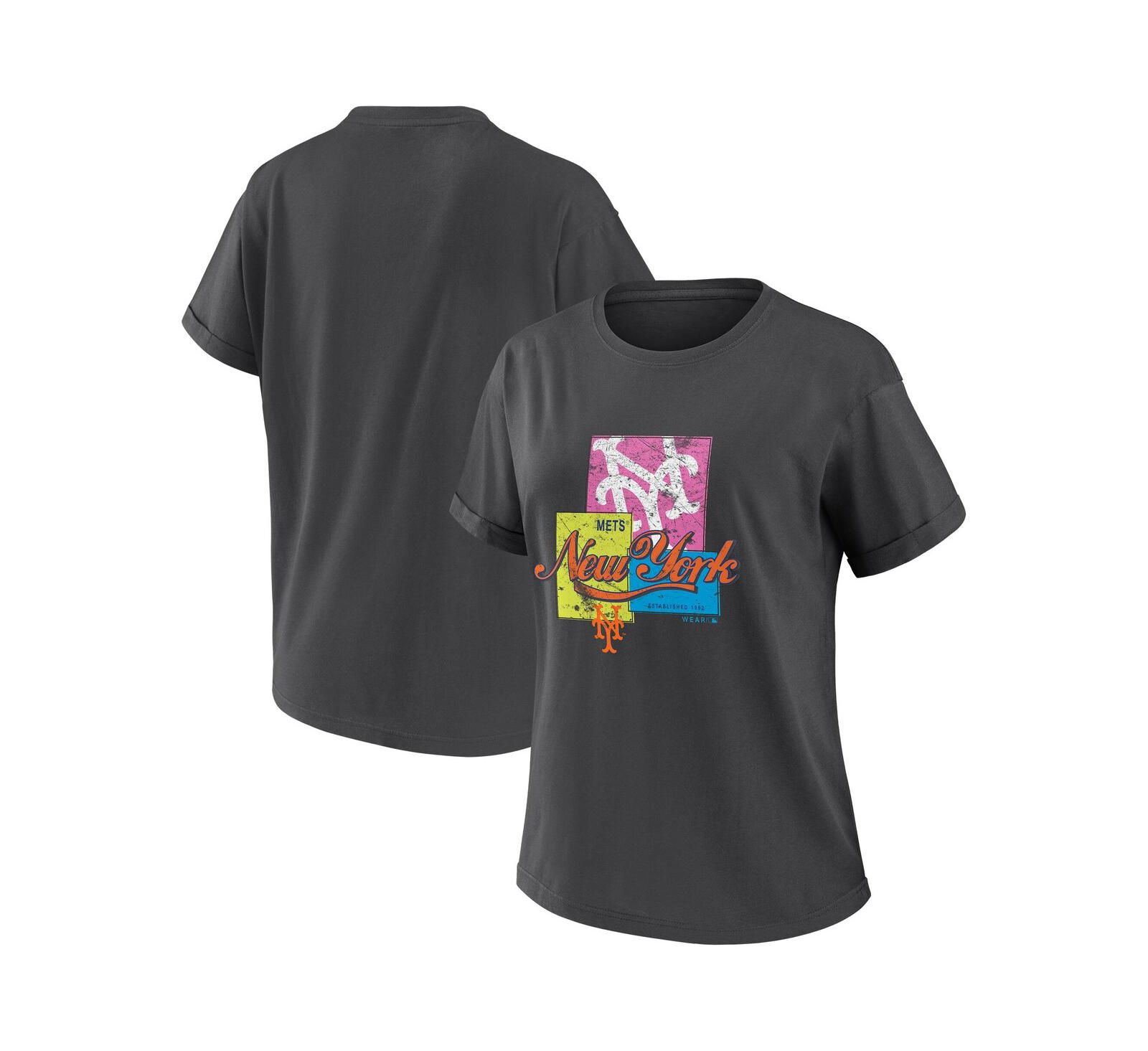 Футболка WEAR by Erin Andrews Women's New York Mets Boyfriend, женская, угольный цвет