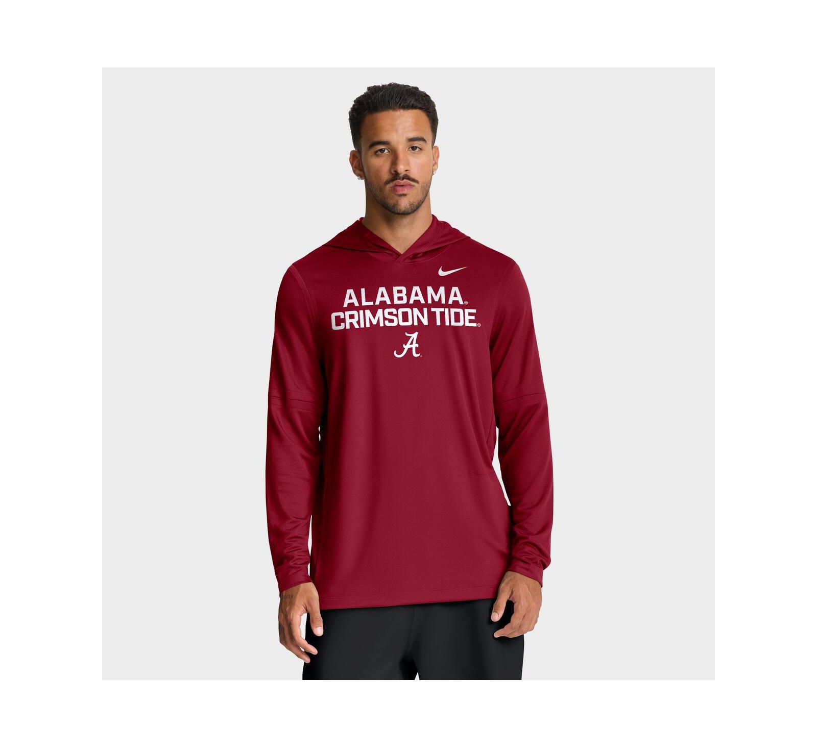 Nike Мужской Crimson Alabama Crimson Tide 2025 Sideline Performance Long Sleeve Hoodie T-Shirt