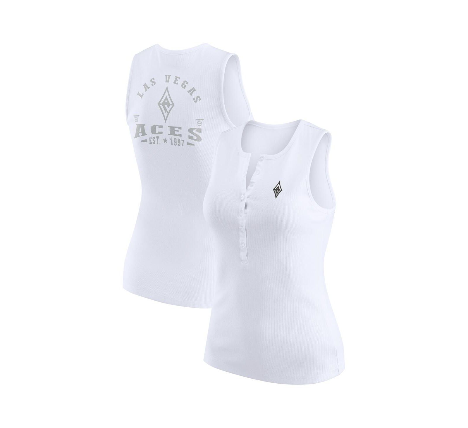 WEAR by Erin Andrews Женский трикотажный топ Henley Las Vegas Aces White Rib-Knit