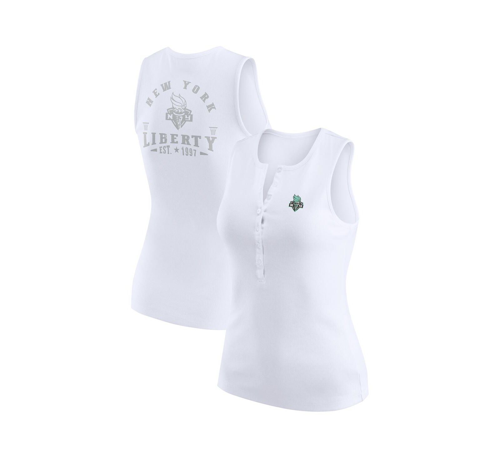 Женский трикотажный топ в рубчик WEAR by Erin Andrews White New York Liberty Henley