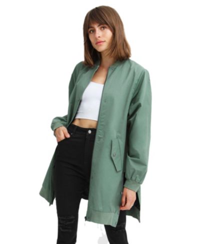 Belle & Bloom Women's Chasing You Long Bomber Jacket