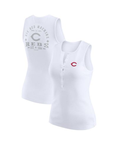 WEAR by Erin Andrews Женский трикотажный топ Henley White Cincinnati Reds