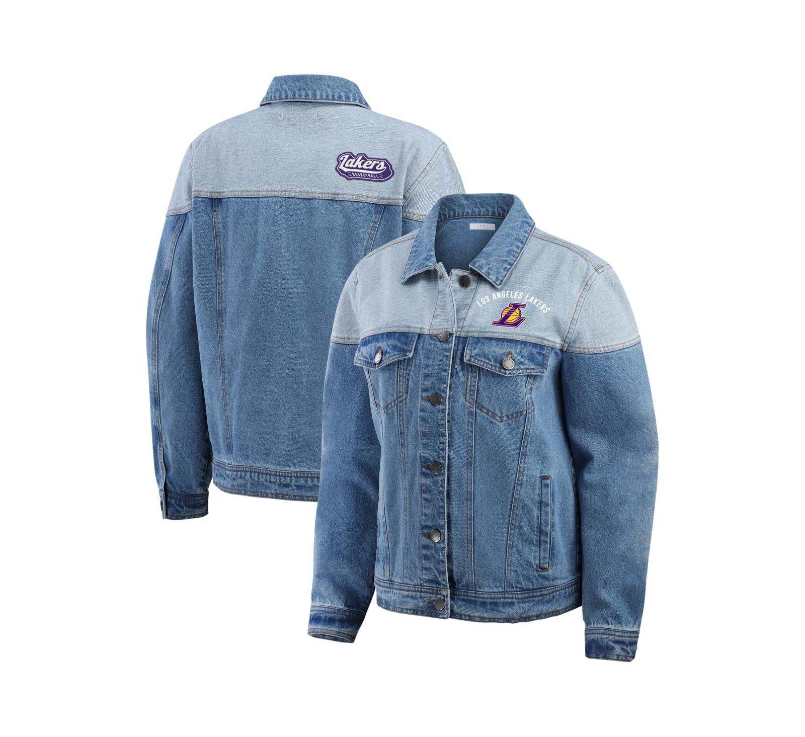 Женская джинсовая куртка WEAR by Erin Andrews Blue Los Angeles Lakers Full-Button