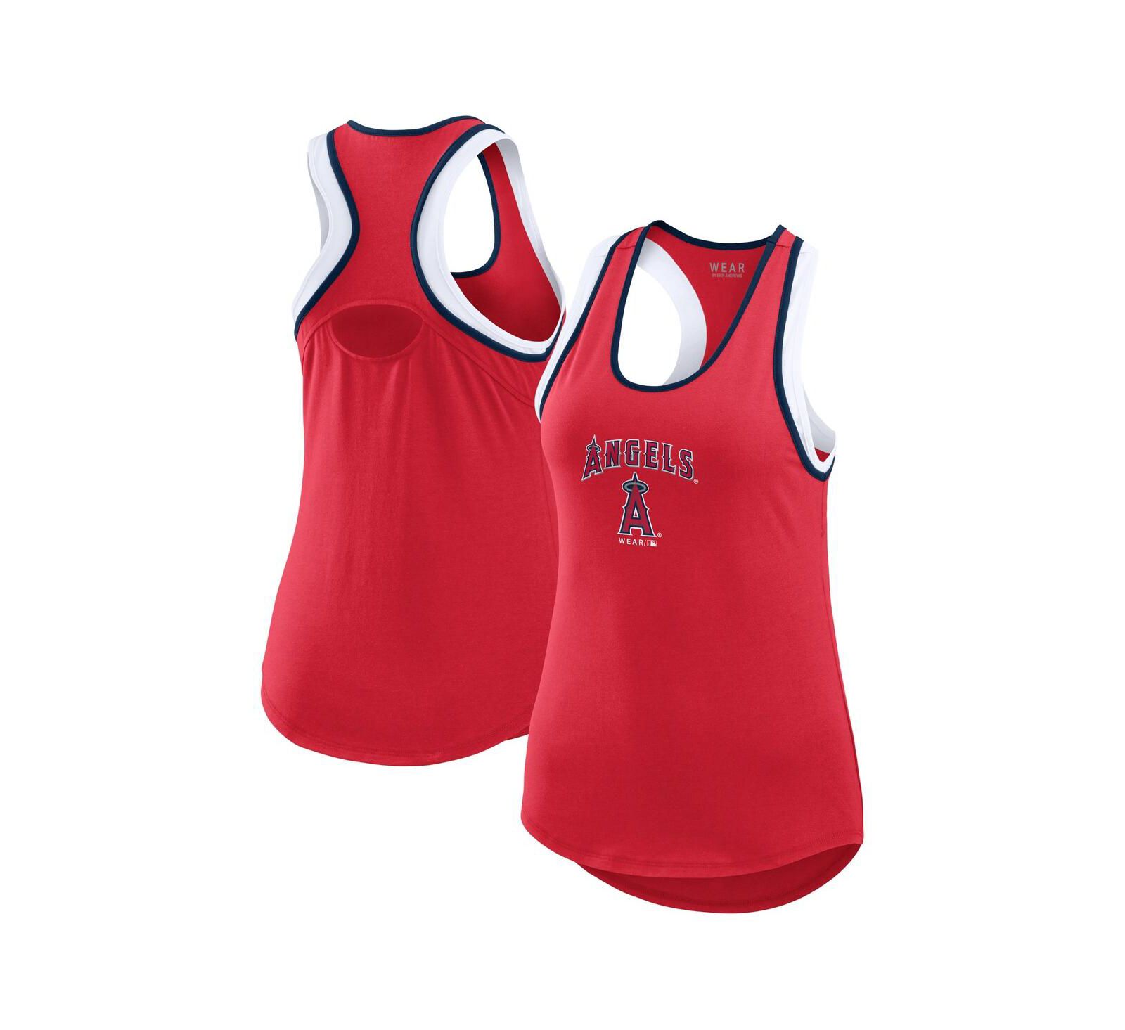 Женский топ WEAR by Erin Andrews Los Angeles Angels Color Block Racerback Tank