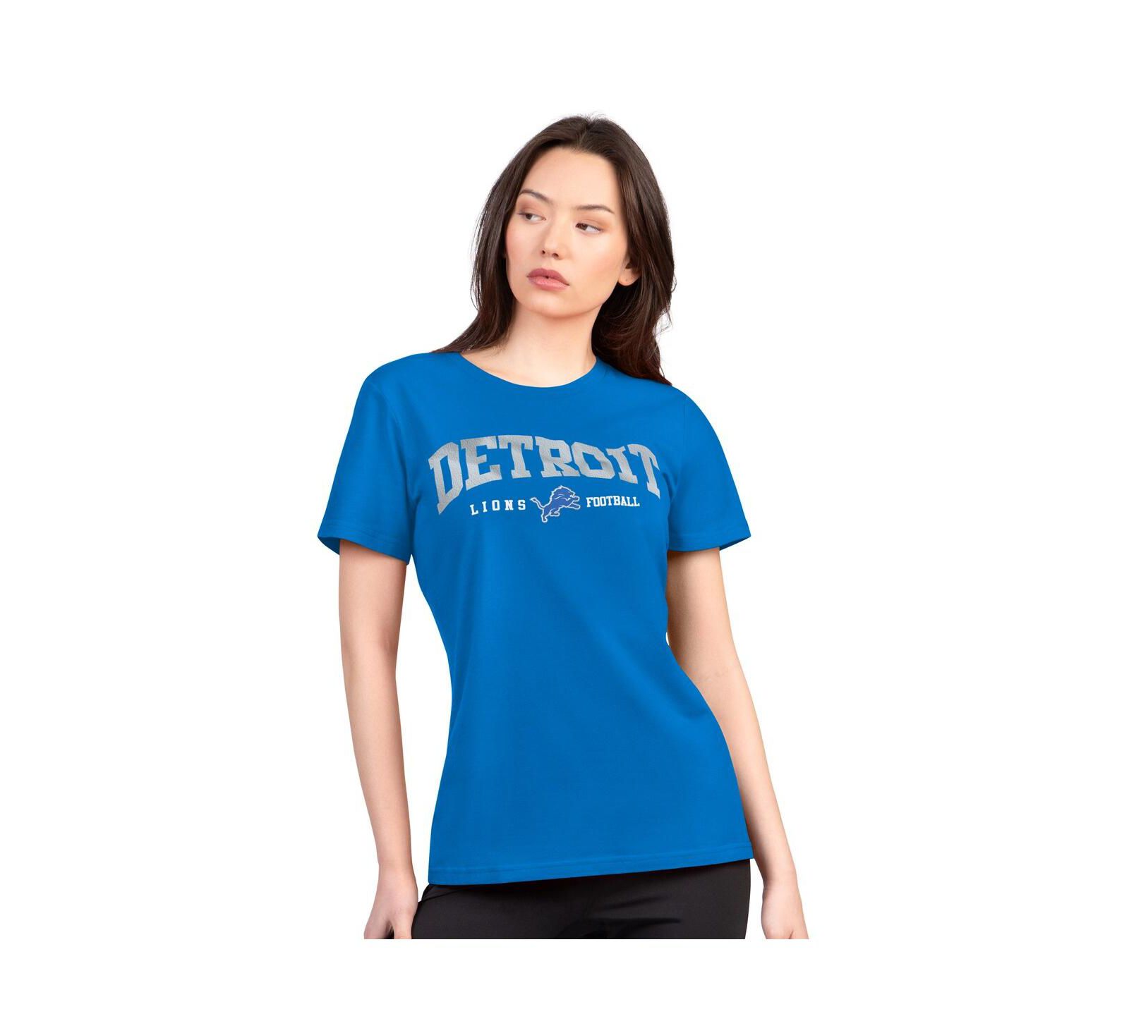 Женская футболка G-III 4Her by Carl Banks Blue Detroit Lions Super-Slim Lightweight Winning Crew