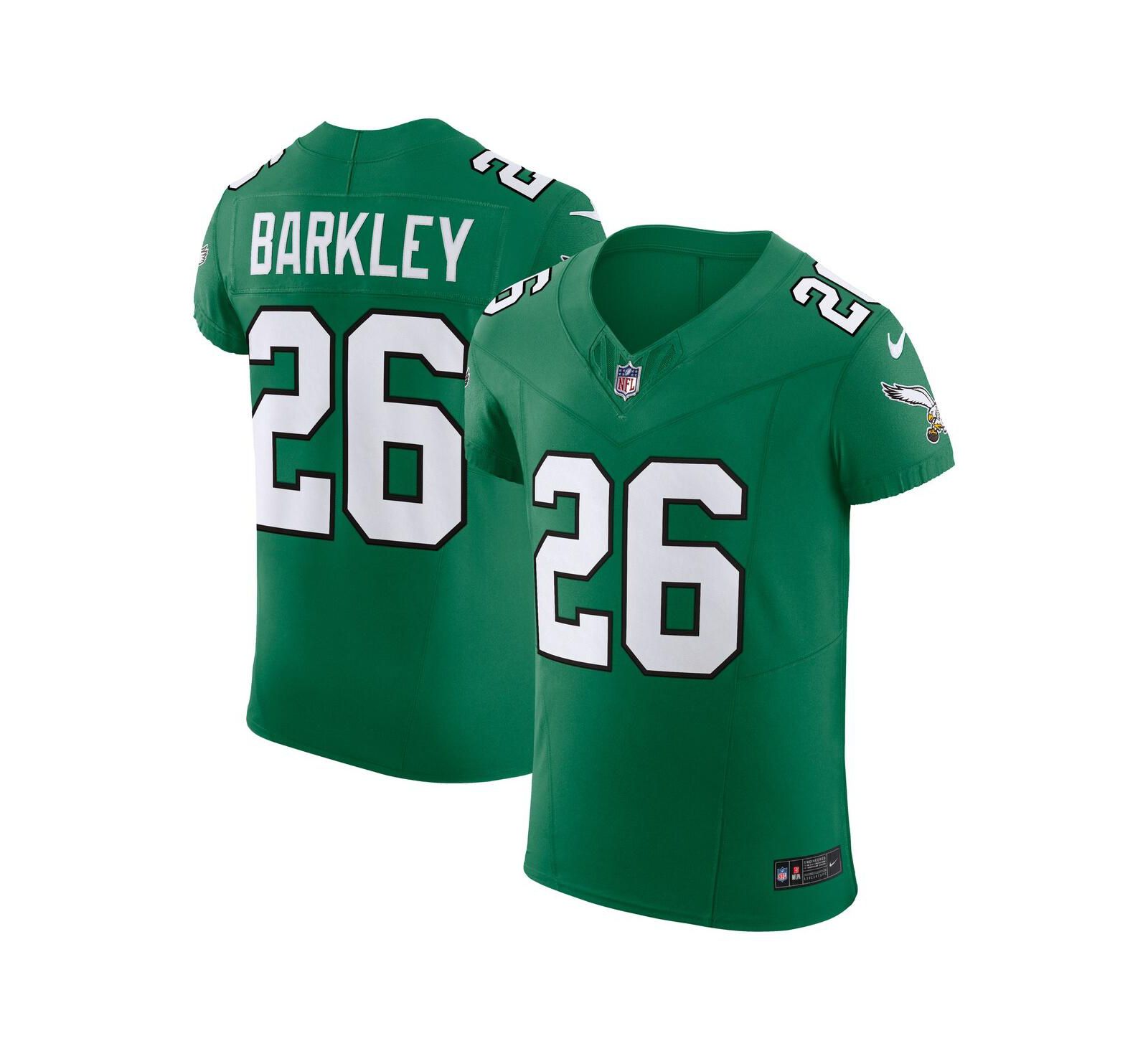 Мужская джерси Nike Saquon Barkley Kelly Green Philadelphia Eagles Alternate Vapor F.U.S.E. Elite