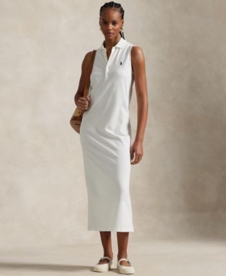 Женское хлопковое платье Polo Ralph Lauren Women's Stretch-Cotton Sleeveless Polo Dress