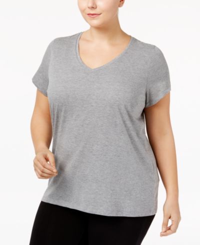HUE Womens Plus size Sleepwell Solid S/S V-Neck T-Shirt with Temperature Regulating Technology