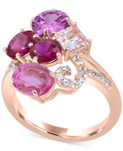 Кольцо Statement с разноцветными камнями в 14K Rose Gold Plated Sterling Silver