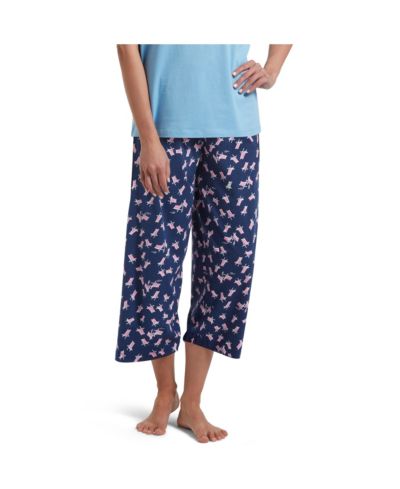HUE® Women's Sleepwell Printed Knit Capri Pajama Pant Made with Temperature Regulating Technology