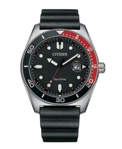 Citizen Eco-Drive Мужские спортивные часы, 43mm, Black Polyurethane Strap