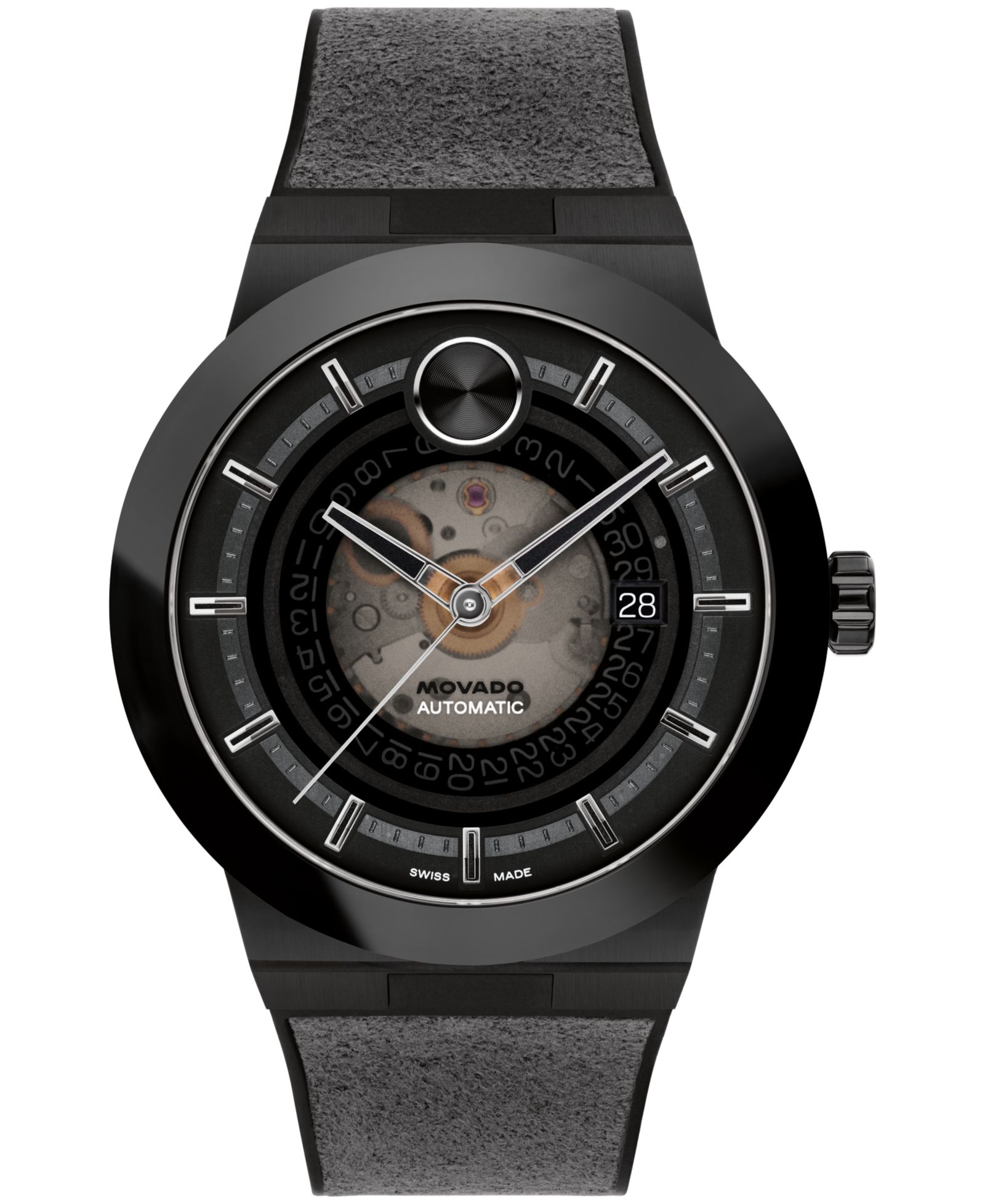 Movado Men's Bold Fusion Automatic Swiss Auto Black Silicone Watch, 43.50mm