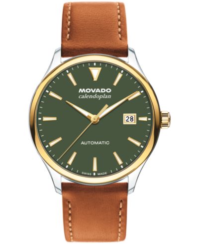 Movado Мужские часы Calendoplan Swiss Automatic Cognac Leather, 40mm
