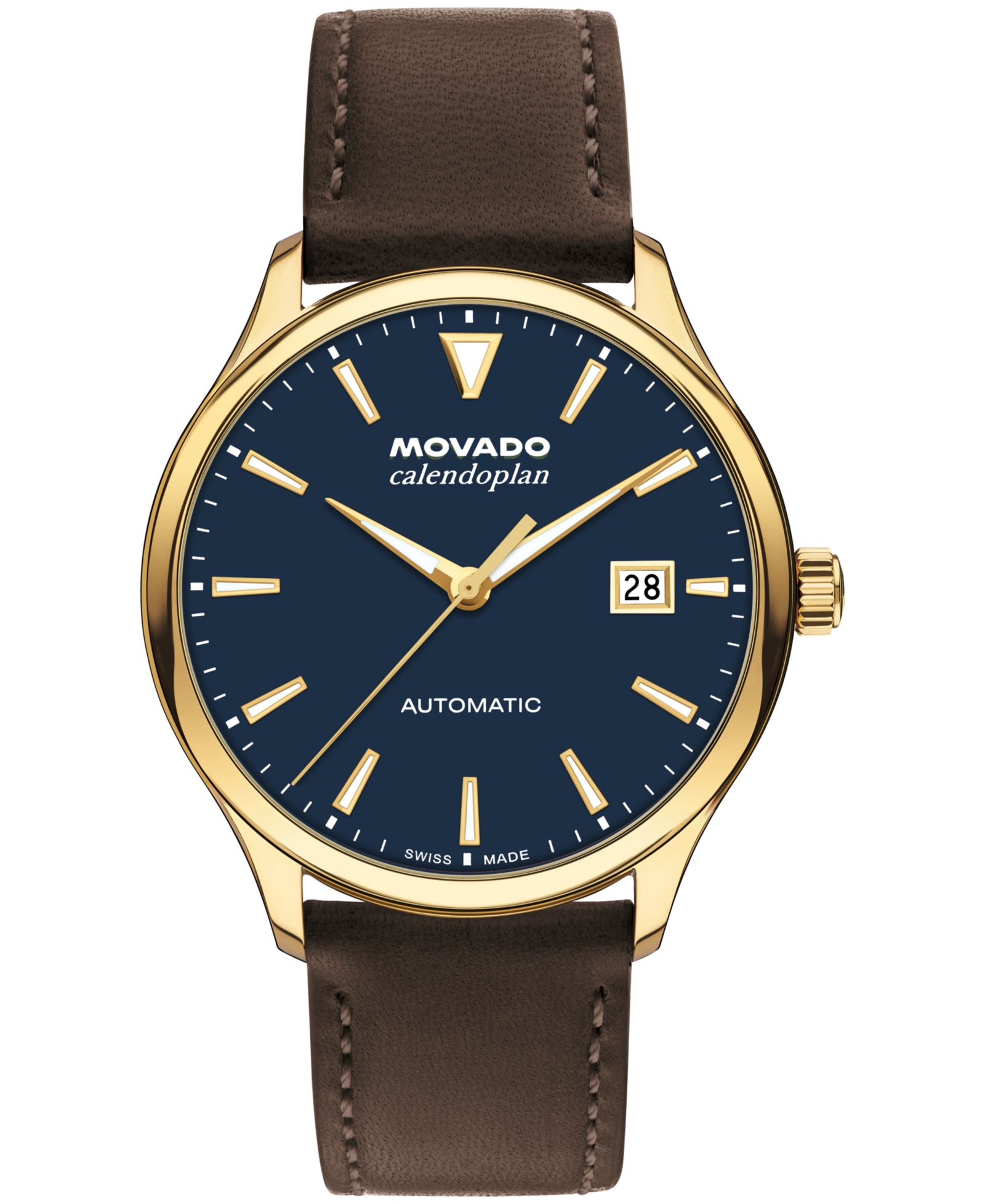 Movado Мужские часы Calendoplan Swiss Automatic Chocolate Leather, 40mm