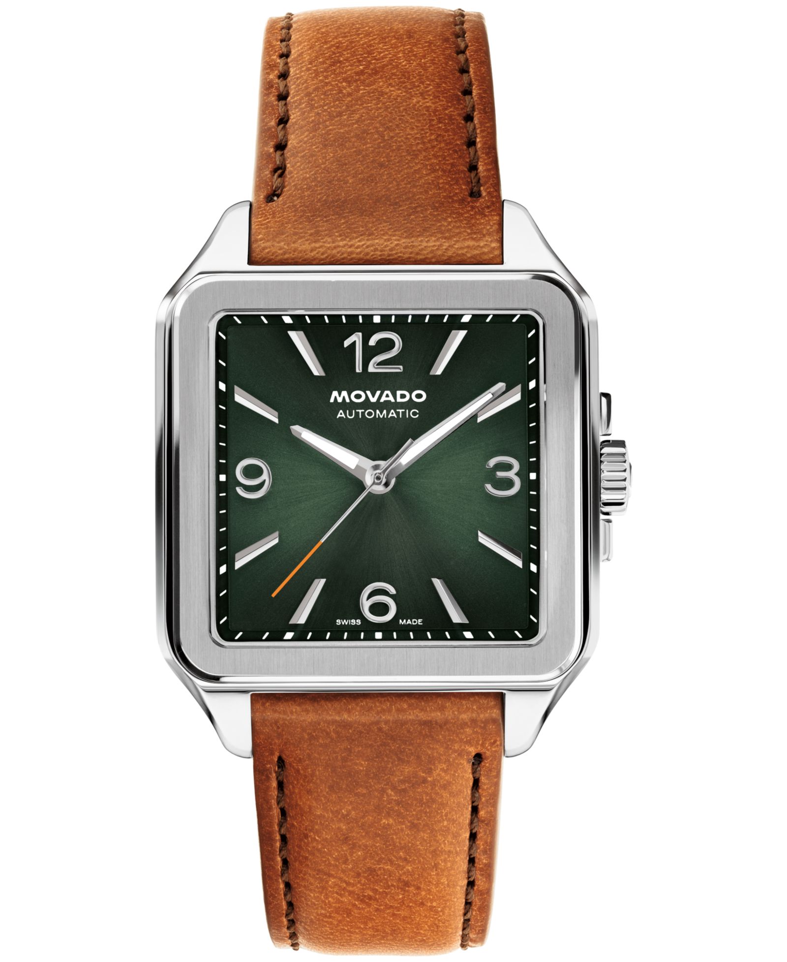 Movado Мужские часы 1917 Swiss Automatic, кожаный ремешок, cognac, 35x45.2mm