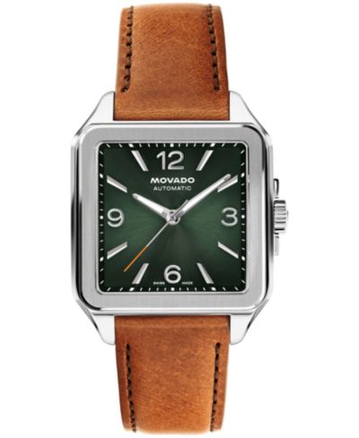 Movado Мужские часы 1917 Swiss Automatic, кожаный ремешок, cognac, 35x45.2mm