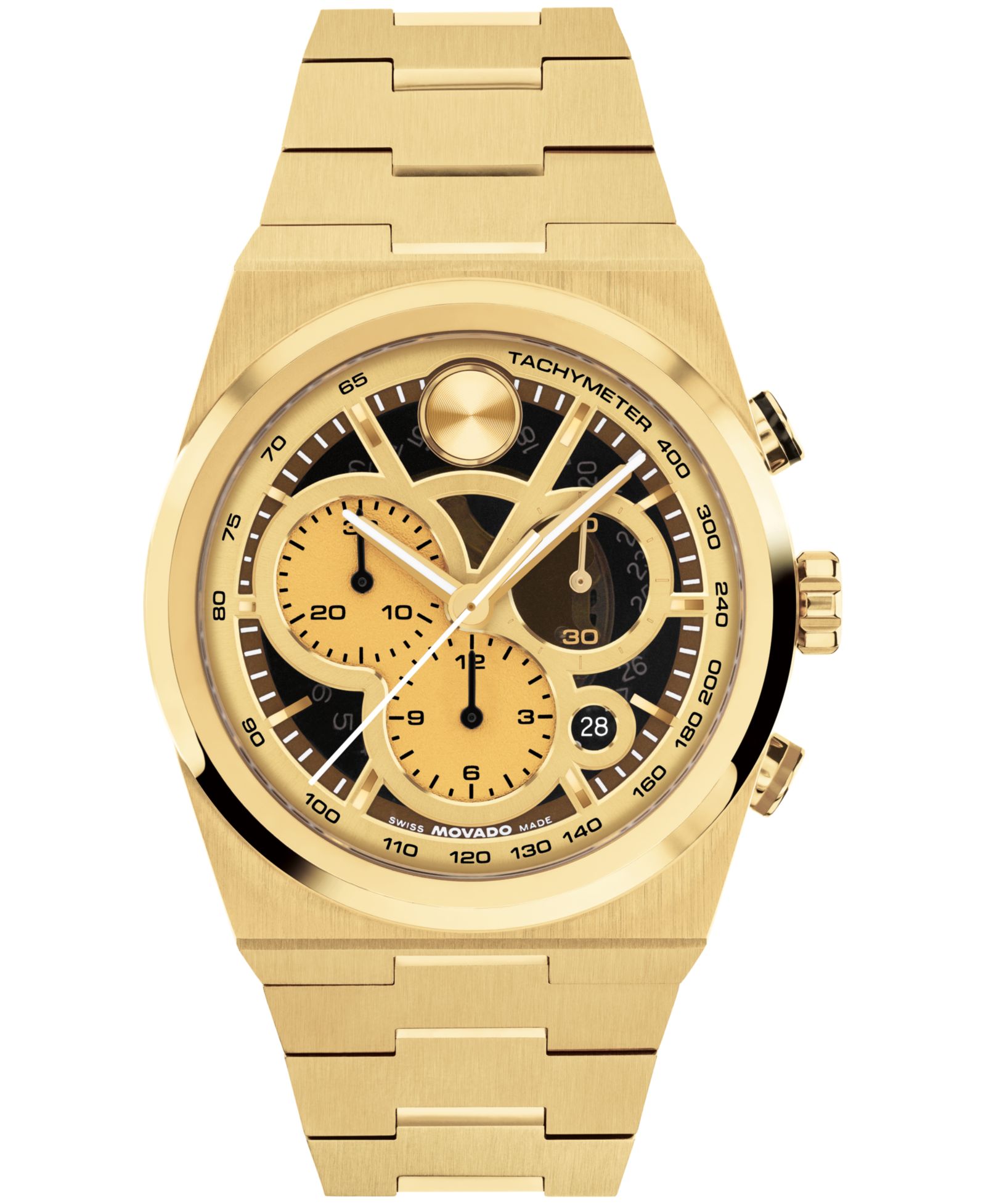 Movado Men's Bold Quest Swiss Quartz Chrono Ionic Plated Light Gold-Tone Steel Watch 40mm