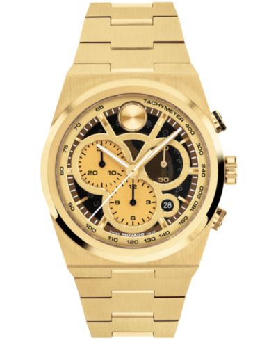 Мужские часы Movado Bold Quest Swiss Quartz Chrono, золотистая сталь, 40mm