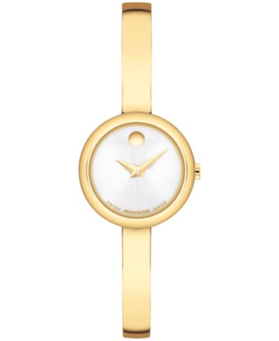 Movado Женские часы Museum Bangle Round Swiss Quartz Light Yellow Steel, 21.50mm