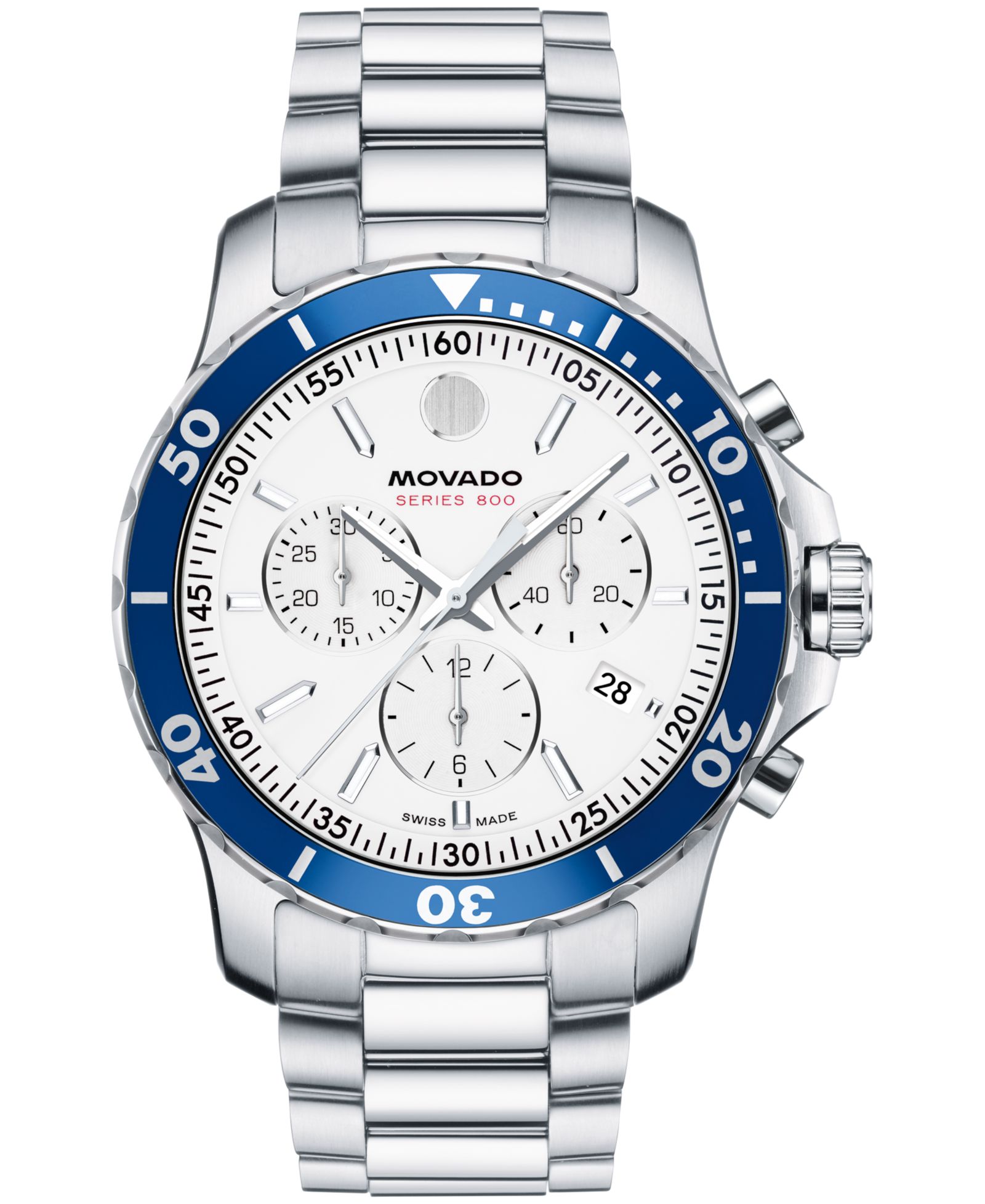 Movado Men's Series 800 Swiss Quartz Chrono Performance Stainless Steel Watch, 42mm