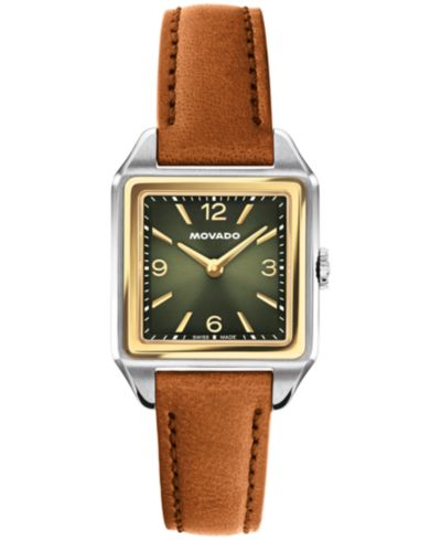 Женские часы Movado 1917 Swiss Quartz с кожаным ремешком, 25 x 34.1mm