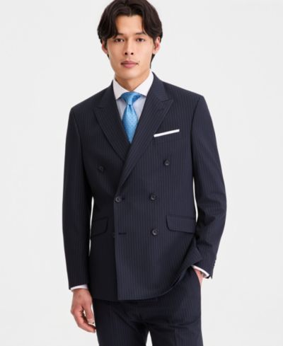 Мужской приталенный пиджак Kenneth Cole Reaction Slim-Fit Double-Breasted Pinstripe Suit Separates