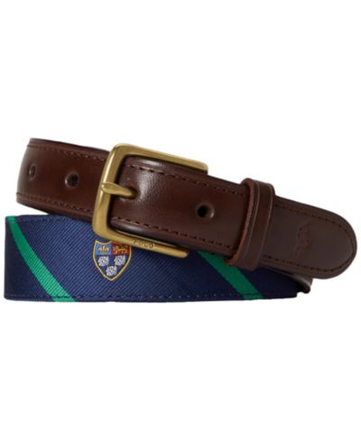 Мужской ремень Polo Ralph Lauren из шелка с отделкой из кожи