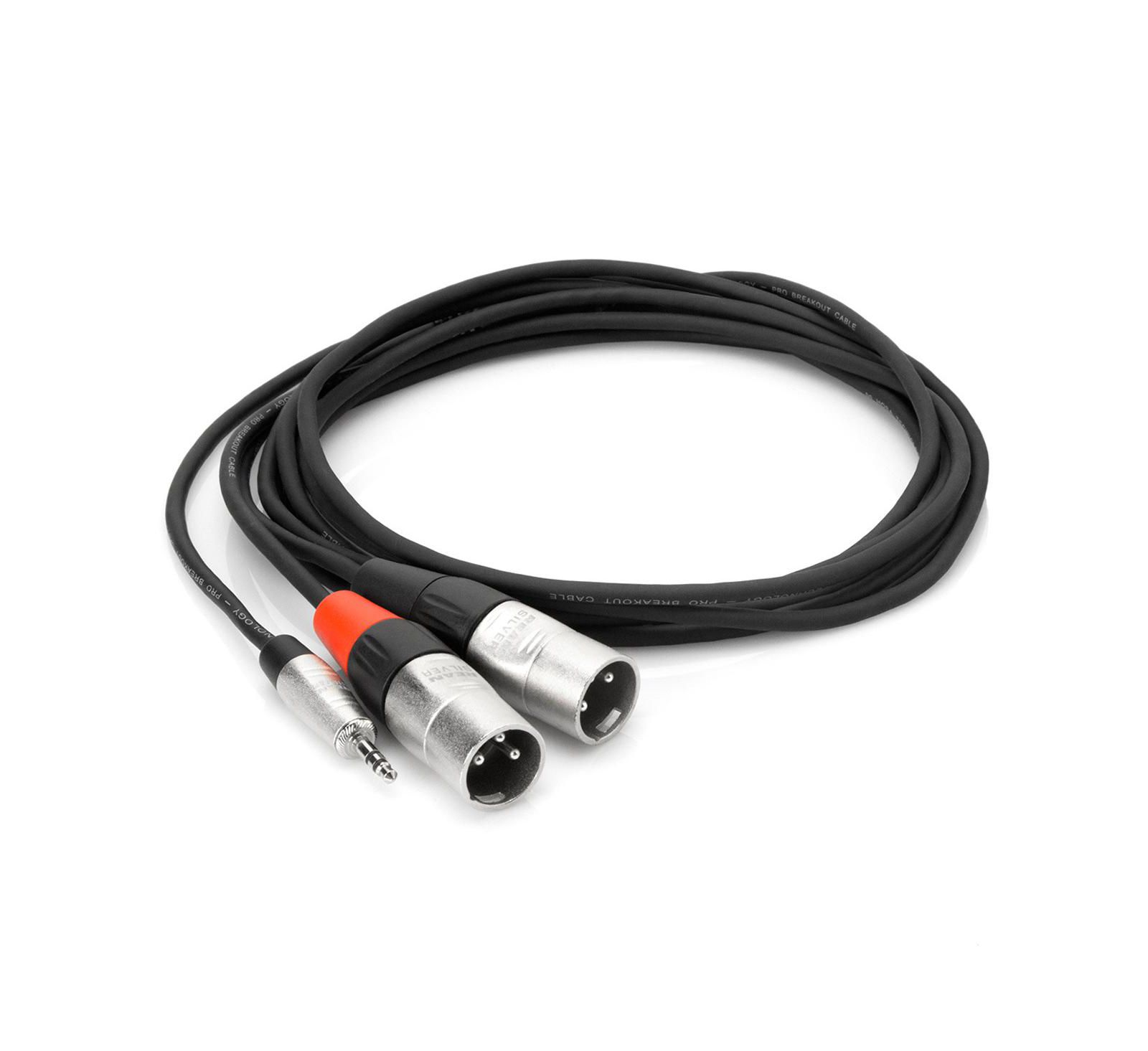 Профессиональный стерео кабель Hosa Technology 15' REAN 3.5mm TRS to Dual XLR3M 24 AWG