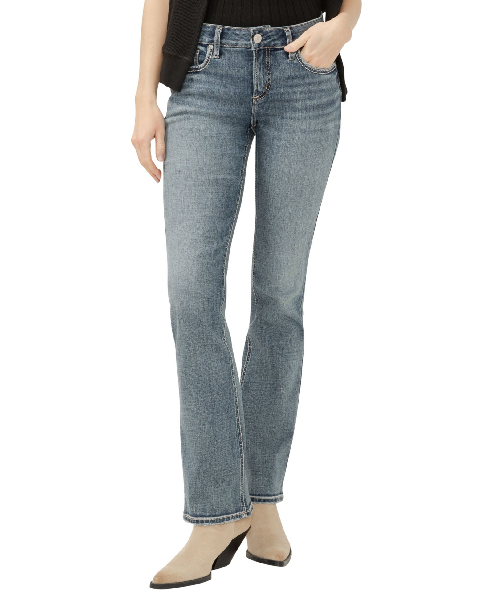 Женские джинсы Silver Jeans Co. Elyse Slim Bootcut с завышенной талией