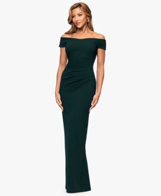XSCAPE Women's Off The Shoulder Back Slit Dress