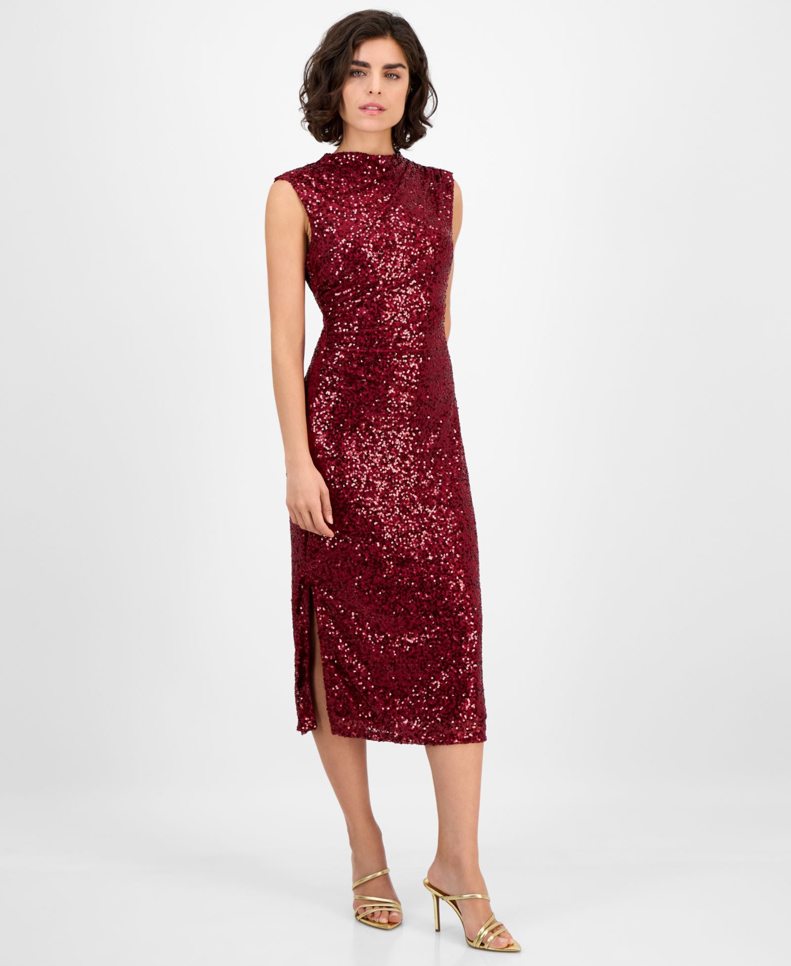 Платье Anne Klein Women's Drape-Neck Sleeveless Sequin