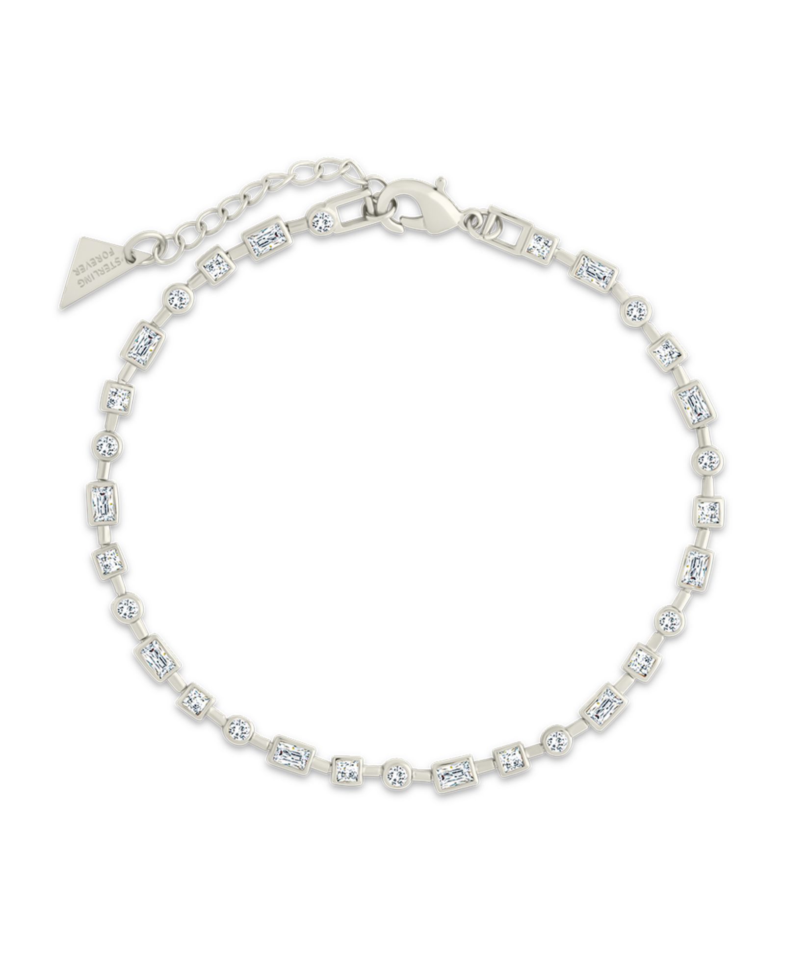 Sterling Forever Camden Cubic Zirconia Staggered Tennis Bracelet