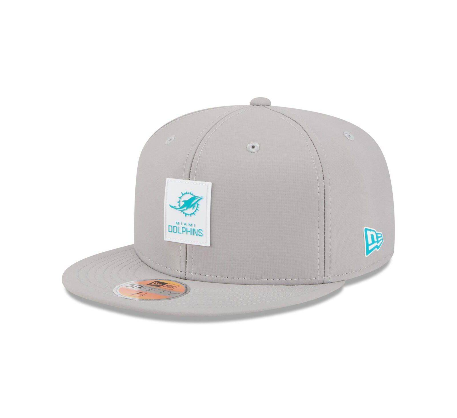 New Era Мужская серая кепка Miami Dolphins 2025 Sideline 59FIFTY Fitted Hat